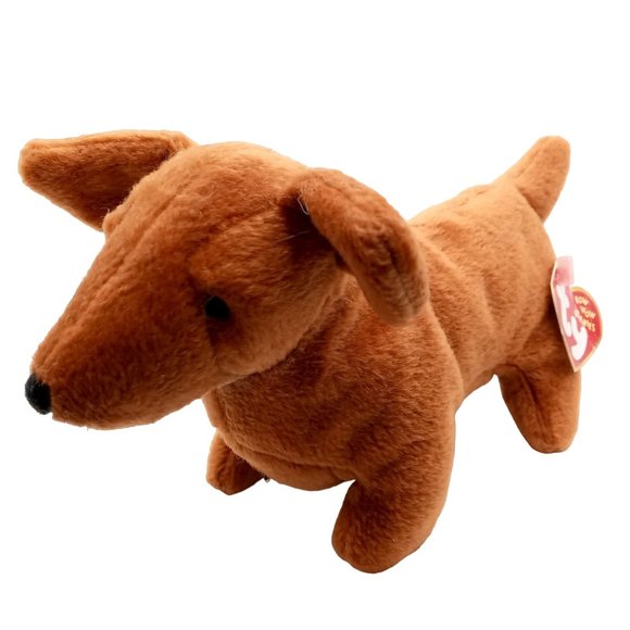 Dachshund Plush Weenie Dog Ty Bow Wow Beanie Stuffed Animal Crinkle - Picture 2 of 10